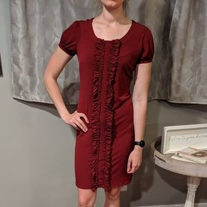 RED dress with ruffle detailing